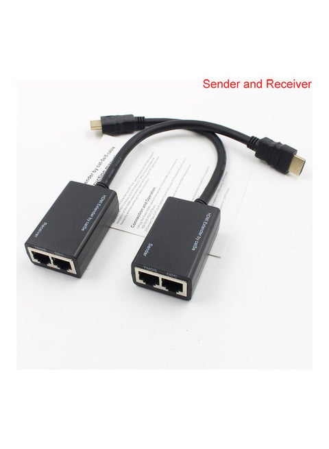 HDMI Over RJ45 CAT5e CAT6 UTP LAN Ethernet Extender Repeater 1080P black