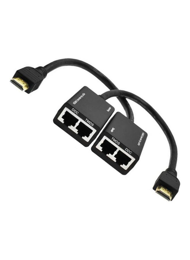 HDMI Over RJ45 CAT5e CAT6 UTP LAN Ethernet Extender Repeater 1080P black