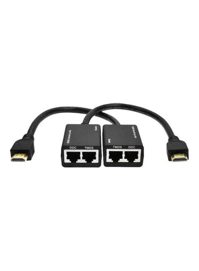 HDMI Over RJ45 CAT5e CAT6 UTP LAN Ethernet Extender Repeater 1080P black