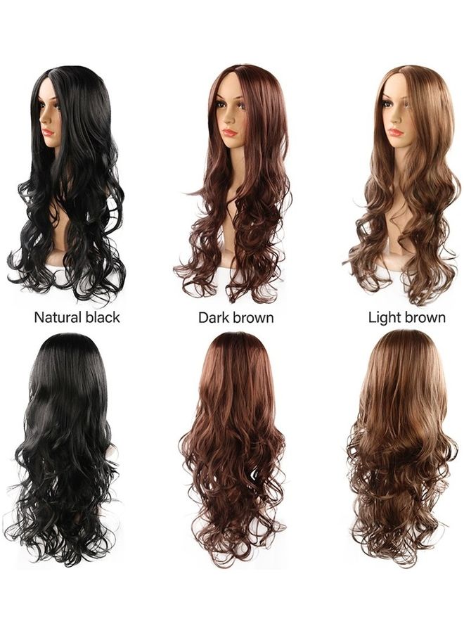Trendy Long Curly Wave Hair Wigs for American Women High Temperature Synthetic black 15*15*1cm - Image 3