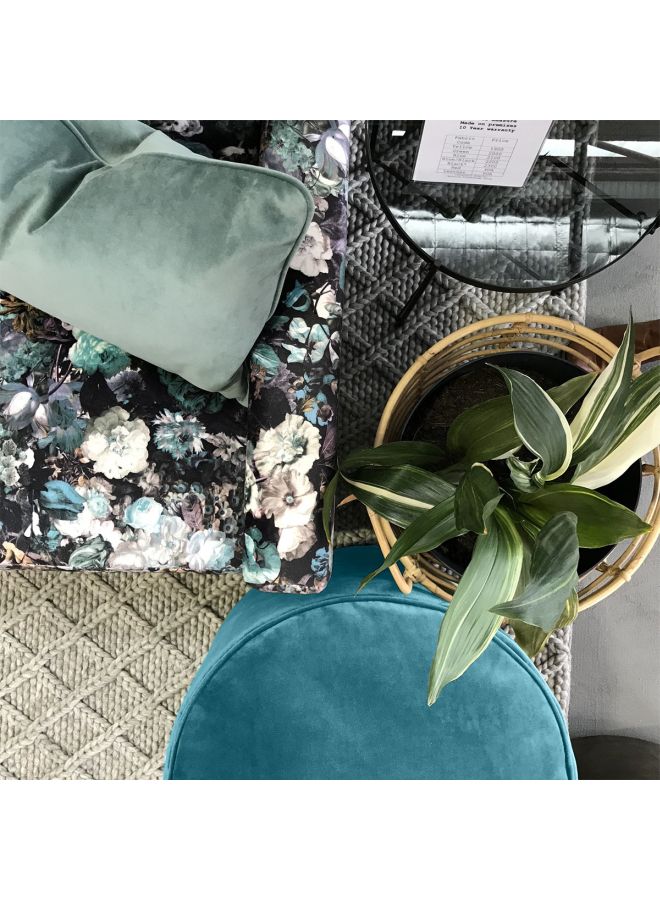 REGAL IN HOUSE - Cylindrical Pouf Turquoise 60x40cm - Image 1