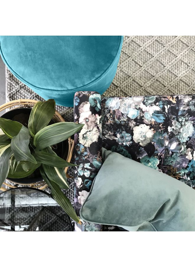 REGAL IN HOUSE - Cylindrical Pouf Turquoise 60x40cm - Image 1