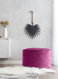 REGAL IN HOUSE Solid Cylindrical Pouf Dark Pink 60x20cm  - Image 2