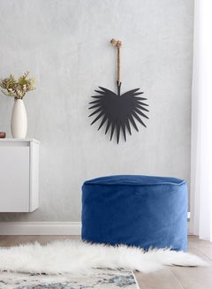 REGAL IN HOUSE Solid Cylindrical Pouf Dark Blue 60x40cm  - Image 2