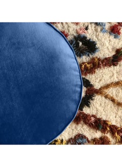 REGAL IN HOUSE Solid Cylindrical Pouf Dark Blue 60x40cm  - Image 3