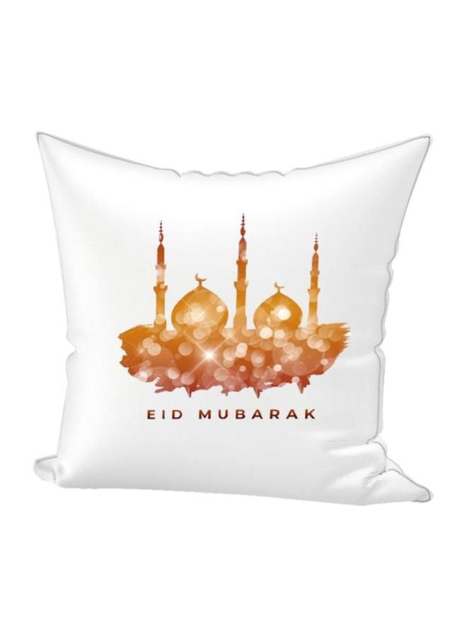REGAL IN HOUSE Eid Mubarak Mosque Printed Throw Pillow White/Yellow/Red 40x40cm  - Image 1