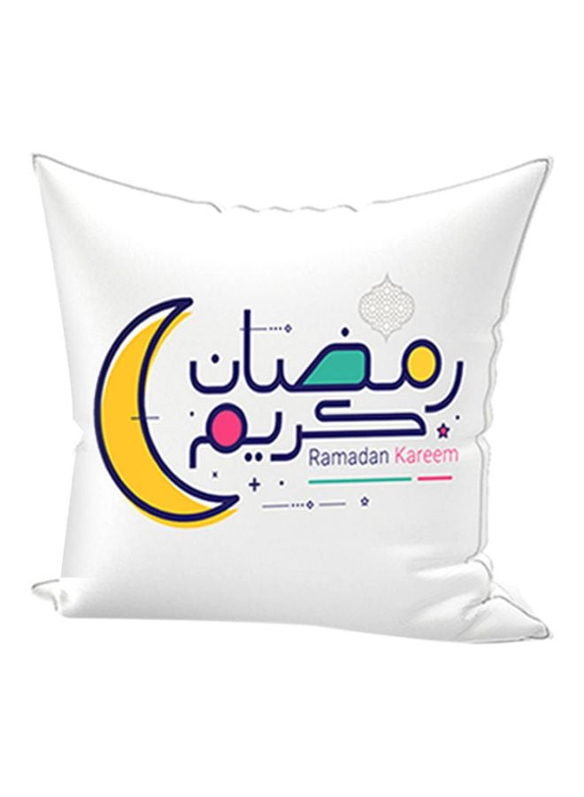 REGAL IN HOUSE - Ramadan Kareem Printed Decorative Throw Pillow White/Yellow/Black 40x40cm - Image 1