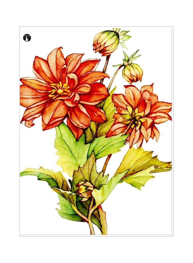 BP Floral Printed Decorative Plate White/Orange/Green 20x15cm