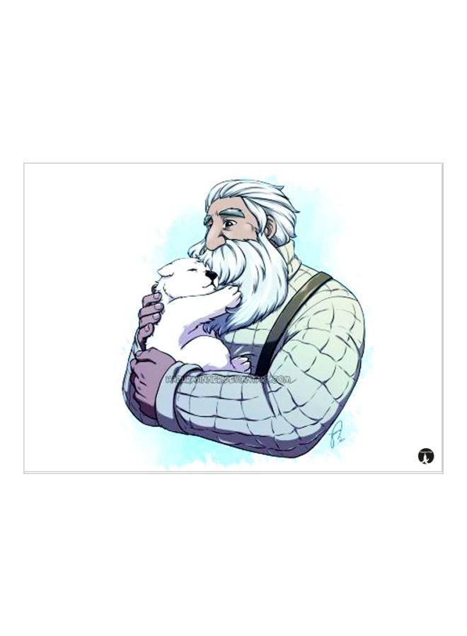 Cartoon Printed Decorative Plate White/Blue/Purple 20x15cm