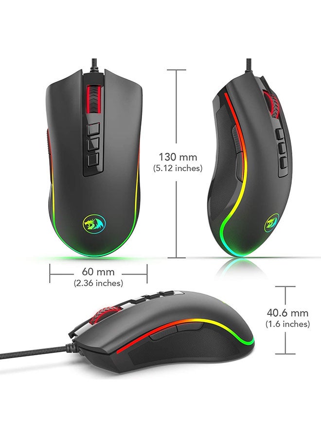 M711 Cobra Gaming Mouse with 16.8 Million RGB Color Backlit, 12,400 DPI Adjustable, Comfortable Grip, 8 Programmable Buttons, Black