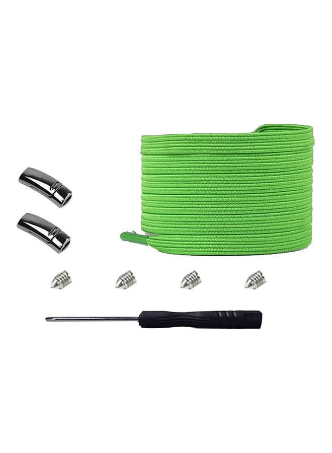 1 Pair Fashion Metal Magnetic Buckle Elastic No Tie Lazy Sneakers Flat Shoelaces Green  - Image 1