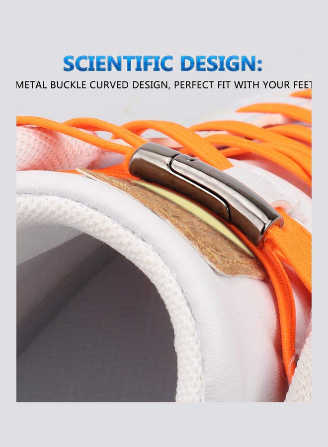 1 Pair Fashion Metal Magnetic Buckle Elastic No Tie Lazy Sneakers Flat Shoelaces Grey  - Image 3