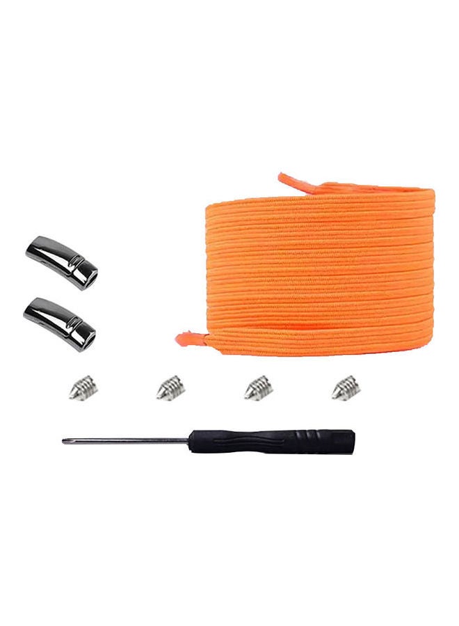 1 Pair Fashion Metal Magnetic Buckle Elastic No Tie Lazy Sneakers Flat Shoelaces Orange  - Image 1