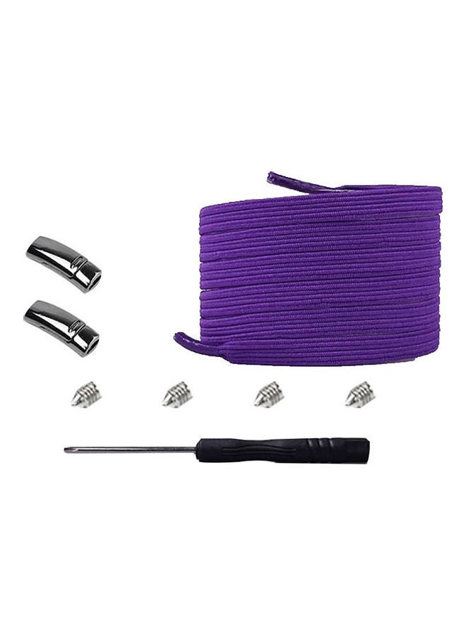 1 Pair Fashion Metal Magnetic Buckle Elastic No Tie Lazy Sneakers Flat Shoelaces Purple  - Image 1