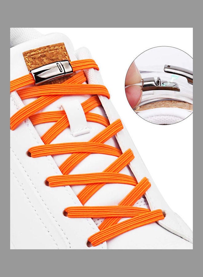 1 Pair Fashion Metal Magnetic Buckle Elastic No Tie Lazy Sneakers Flat Shoelaces Red  - Image 2
