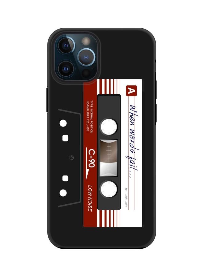 ستايلايزد غطاء حماية واقٍ مزين بطبعة كاسيت لهاتف أبل آيفون 12 برو أسود/أحمر/أبيض - Image 1