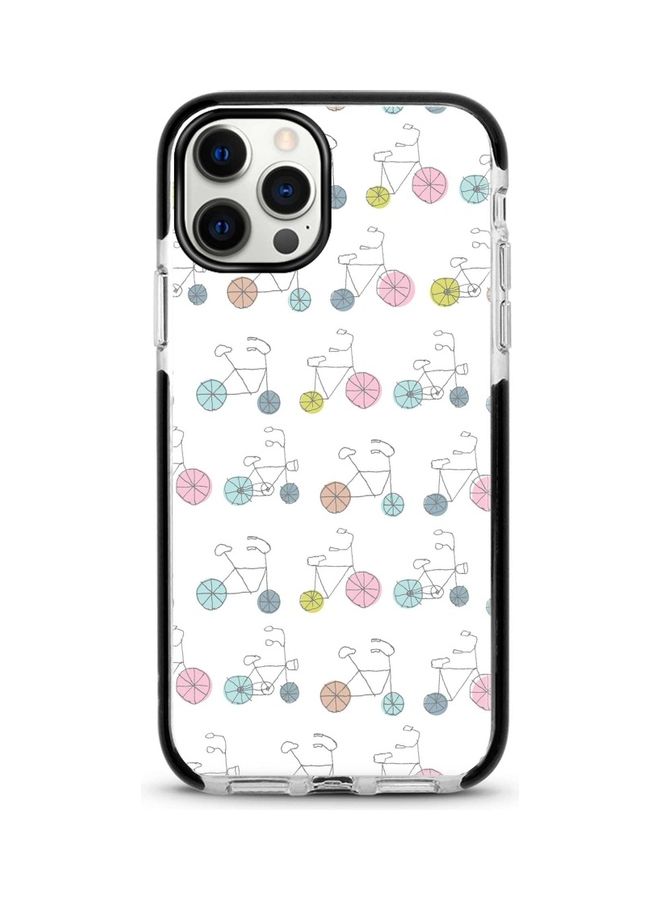 ستايلايزد غطاء حماية لهاتف أبل آيفون 12/12 برو نقشة دراجات مرسومة يدوياً - Image 1