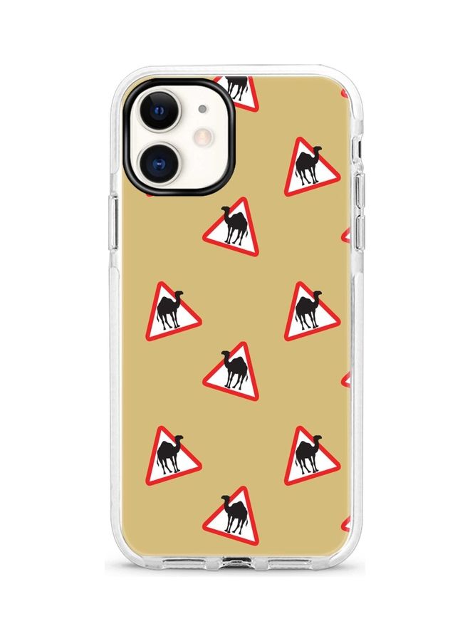 ستايلايزد غطاء حماية مزين بطبعة علامة التحذير من وجود جمال لهاتف أبل آيفون 12 ميني بيج/أبيض/ أسود - Image 1