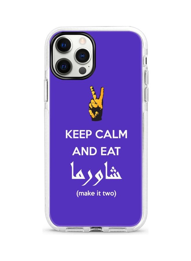 Stylizedd Keep Calm And Eat Shawarma Full Print Slim thin drop proof military grade protection and transparent dual-Layered shockproof cover bumper [Designed for Apple iPhone 12 Pro / iPhone 12] Purple - Image 1
