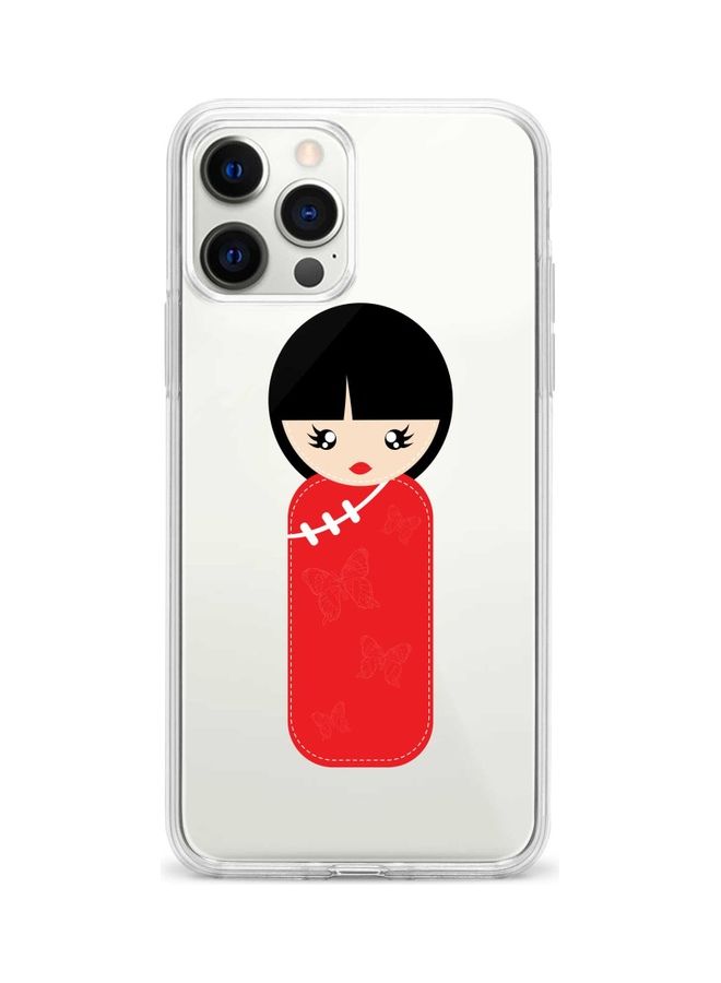 Stylizedd Apple iPhone 12 Pro / iPhone 12 Classic Clear Case Soft TPU Gel Thin Transparent Flexible Cover  Designed for Apple iPhone 12 Pro / iPhone 12- Chinese Doll Red - Image 1