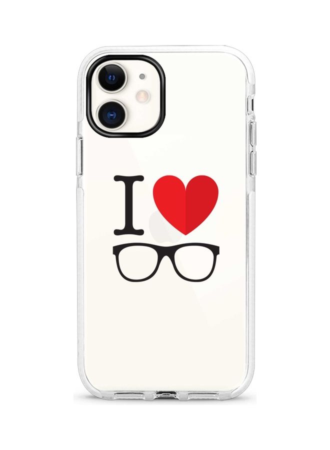 Stylizedd Case Slim Thin Drop Proof Military Grade Protection and Transparent Dual-Layered Shockproof Cover Bumper Designed for Apple iPhone 12 Mini- I Love Glasses White - Image 1