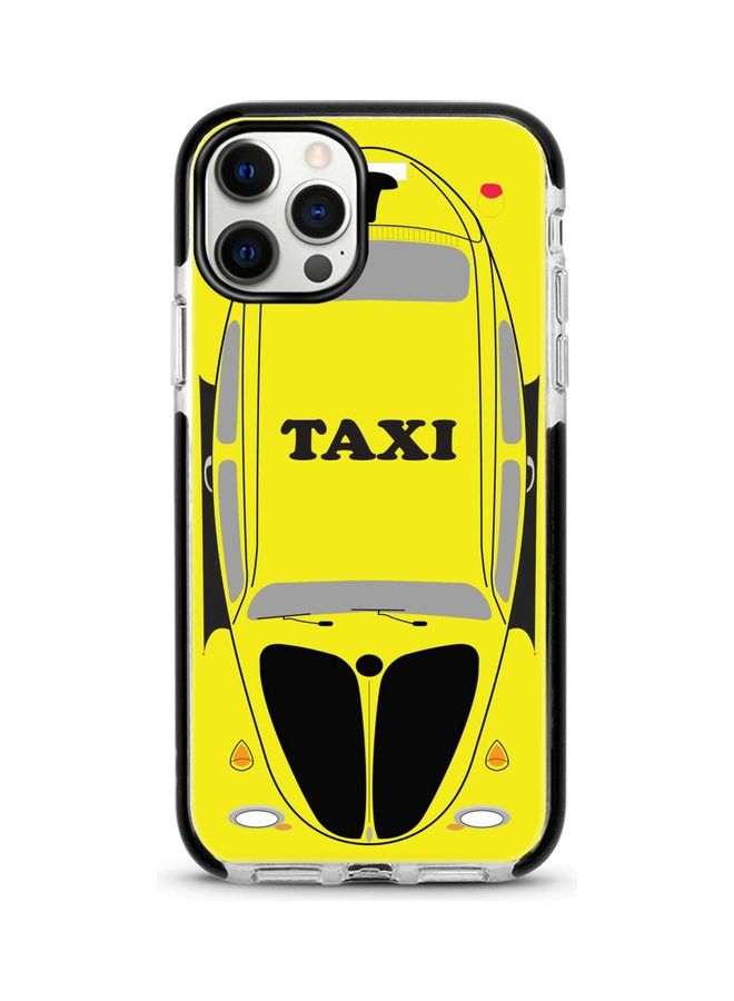 ستايلايزد غطاء حماية مطبوع عليه كلمة "Taxi" لهاتف أبل آيفون 12 برو/ آيفون 12 أصفر/أسود - Image 1