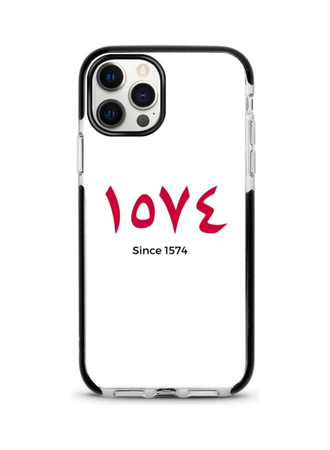 ستايلايزد حافظة بطبعة عبارة "LOVE Since 1574" لهاتف آيفون أبل 12 برو/ آيفون 12 أبيض/أحمر - Image 1