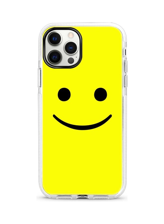 ستايلايزد غطاء حماية بطبعة وجه مبتسم لهواتف أبل آيفون 12 برو/آيفون 12 أصفر/أسود - Image 1