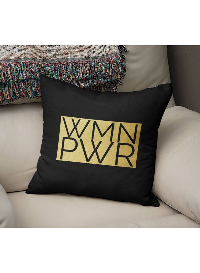 Women Power Printed Decorative Pillow Black/Gold - Image 2