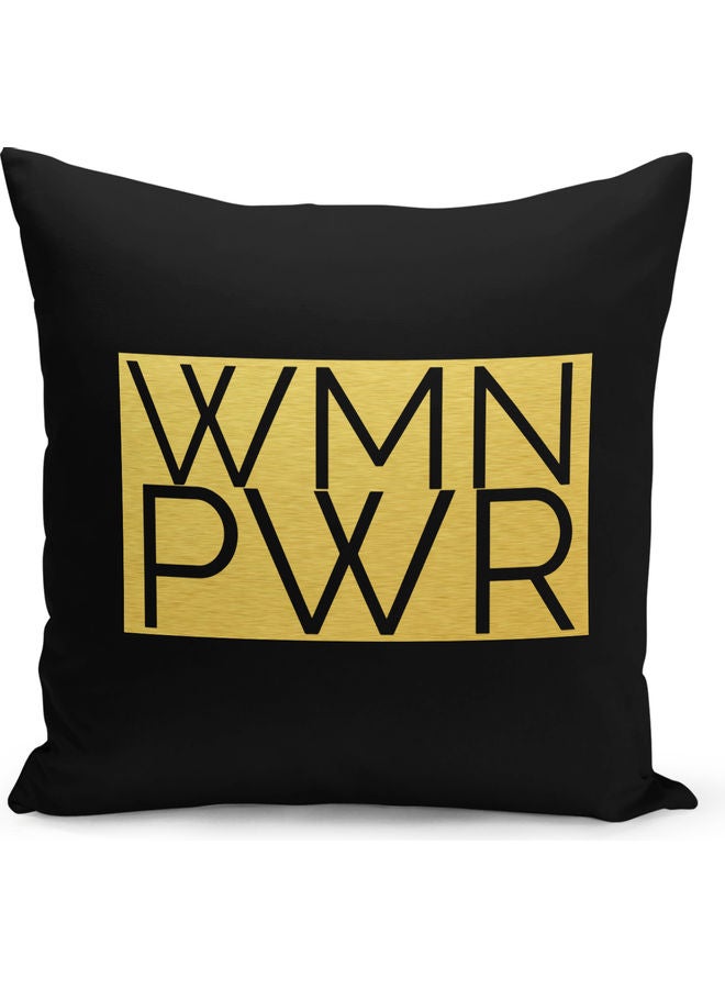 Women Power Printed Decorative Pillow Black/Gold - Image 1
