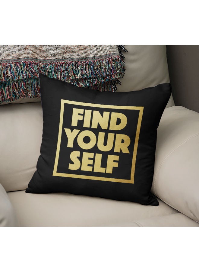 Inspirational Words Quote Printed Decorative Pillow Black/Gold 40x40cm - Image 2