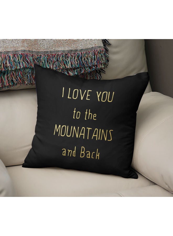 "وسادة زينة مطبوع عليها عبارة "I Love You To The Mountains And Back" أسود/ أصفر 40 x 40سم  - Image 2