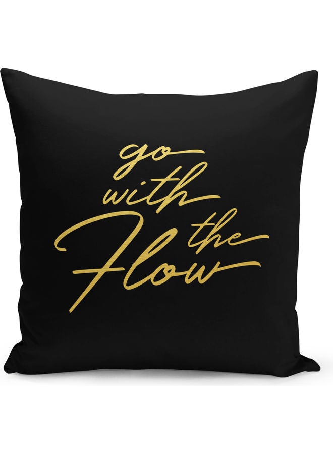Go With The Flow Printed Decorative Pillow Black/Yellow 40 x 40cm - Image 1