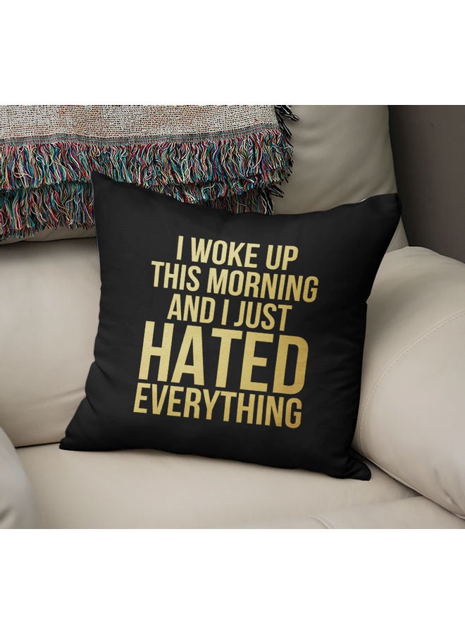"وسادة مطبوع عليها عبارة "Hated Everything" أسود/ أصفر 40 x 40سم - Image 2