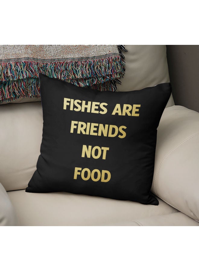 Fishes Are Friends Not Food Decorative Throw Pillow Black/Yellow 40 x 40cm - Image 2