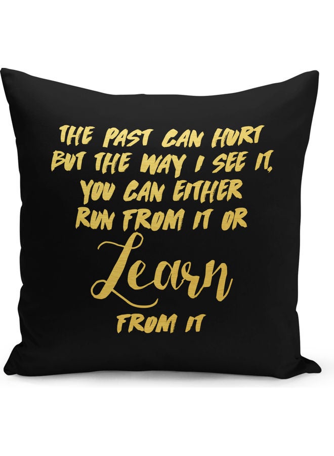Learn Quote Printed Throw Pillow Black/Yellow 40 x 40cm  - Image 1