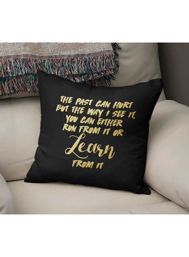 Learn Quote Printed Throw Pillow Black/Yellow 40 x 40cm  - Image 2