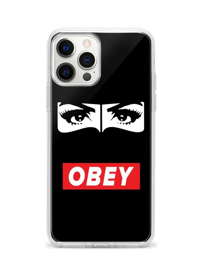 ستايلايزد غطاء حماية واقٍ مزين بكلمة "Obey" وطبعة عيون لهاتف أبل آيفون 12 برو ماكس أوباي حبيبتي - Image 1