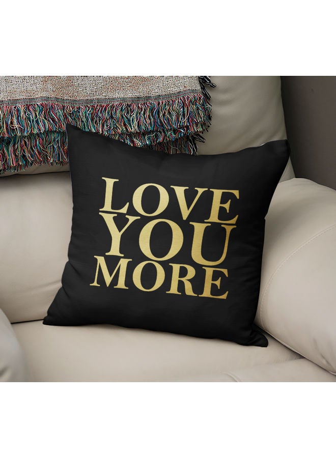 وسادة تزيين بطبعة عبارة Love You More أسود/ذهبي  - Image 2
