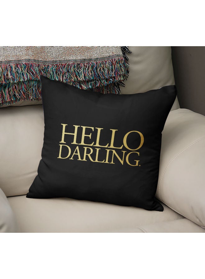Hello Darling Printed Decorative Pillow Black/Gold 40x40cm