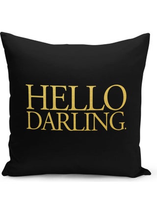 Hello Darling Printed Decorative Pillow Black/Gold 40x40cm - v1603305123/N41337712A_1