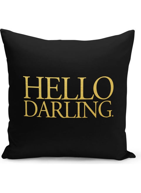 Hello Darling Printed Decorative Pillow Black/Gold 40x40cm