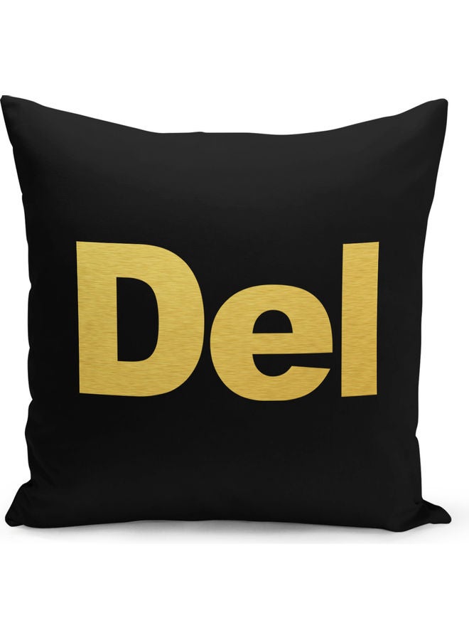 Button Del Keyboard Printed Decorative Pillow Black/Gold 40x40cm