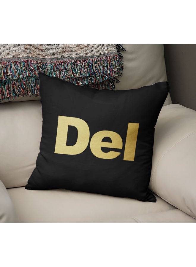 Button Del Keyboard Printed Decorative Pillow Black/Gold 40x40cm