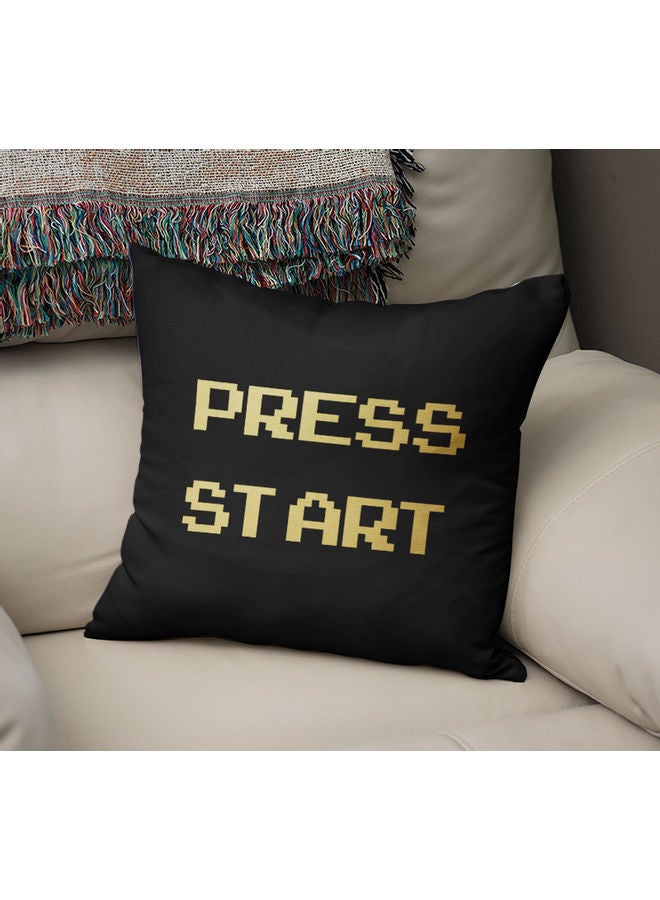 Gaming Press Start Printed Decorative Pillow Black/Gold 40x40cm - Image 2