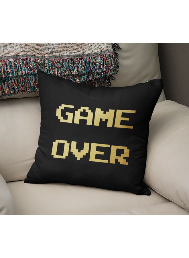 Game Over Funny Comic Printed Decorative Pillow Black/Gold 40x40cm - Image 2