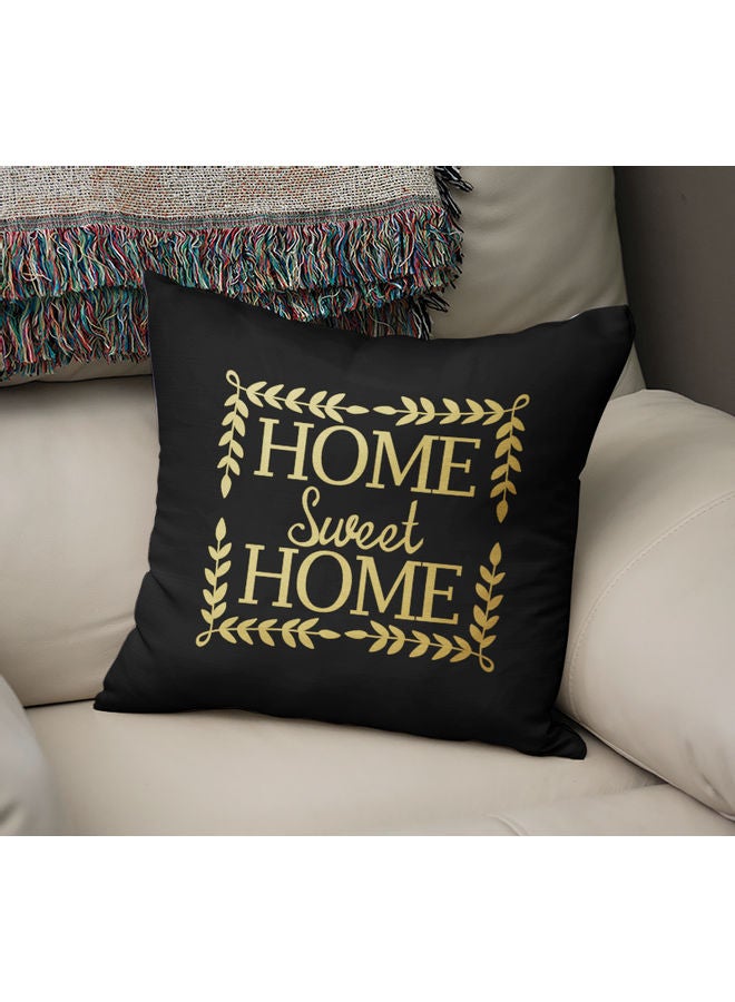 Home Sweet Home Printed Decorative Pillow Black/Gold 40x40cm - Image 2