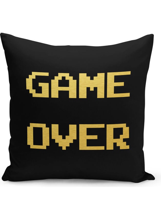 Game Over Funny Comic Printed Decorative Pillow Black/Gold 40x40cm - Image 1