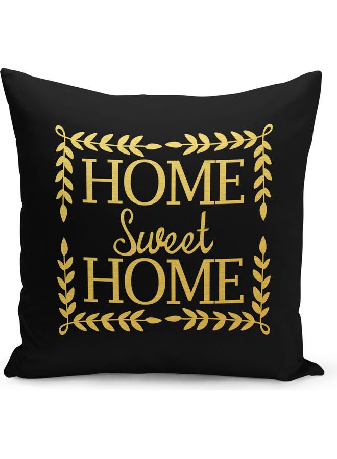 Home Sweet Home Printed Decorative Pillow Black/Gold 40x40cm - Image 1