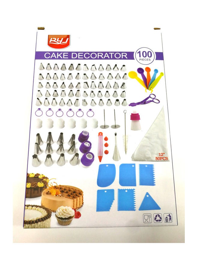 RYJ 100-Piece Cake Decorating Kit Baking And Icing Tool Accessories Multicolour 30cm - Image 1